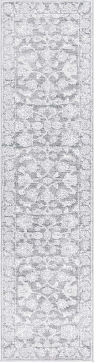 Gray 2' x 8' Boston Runner Area Rug 55% Polypropylene & 45% Polyester Easy Clean Traditional Classical Carpet for Contemporary Living Dining Room Office Space for Sale at Rug Engine