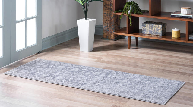 Gray 2' x 8' Boston Runner Area Rug 55% Polypropylene & 45% Polyester Easy Clean Traditional Classical Carpet for Contemporary Living Dining Room Office Space for Sale at Rug Engine