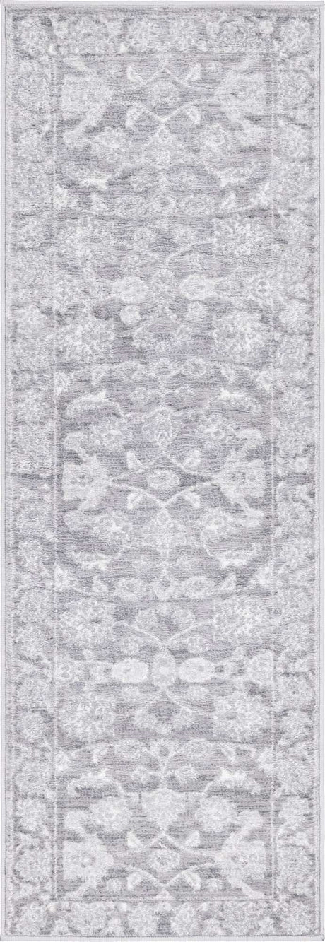 Gray 2' x 6' 1 Boston Runner Area Rug 55% Polypropylene & 45% Polyester Easy Clean Traditional Classical Carpet for Contemporary Living Dining Room Office Space for Sale at Rug Engine