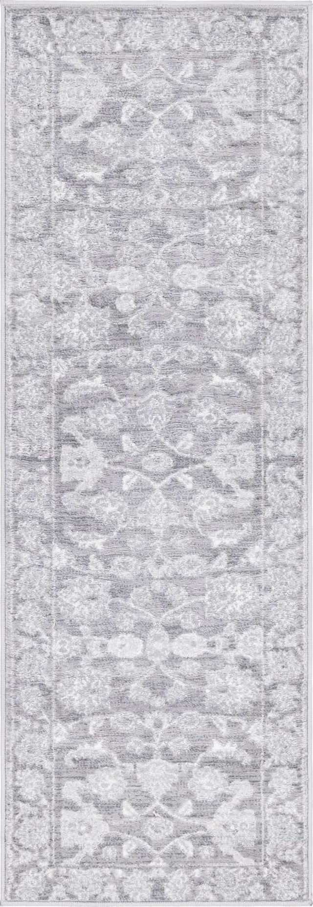 Gray 2' x 6' 1 Boston Runner Area Rug 55% Polypropylene & 45% Polyester Easy Clean Traditional Classical Carpet for Contemporary Living Dining Room Office Space for Sale at Rug Engine