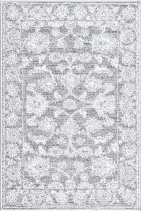 Gray 2' x 3' 1 Boston Rectangle Area Rug 55% Polypropylene & 45% Polyester Easy Clean Traditional Classical Carpet for Contemporary Living Dining Room Office Space for Sale at Rug Engine