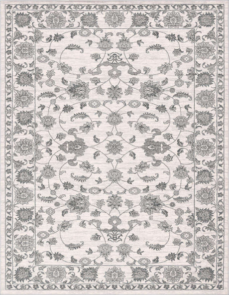 white Gray 9' x 12' 2 Boston Rectangle Area Rug 55% Polypropylene & 45% Polyester Easy Clean Traditional Classical Carpet for Contemporary Living Dining Room Office Space for Sale at Rug Engine