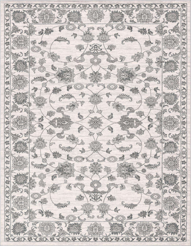 white Gray 9' x 12' 2 Boston Rectangle Area Rug 55% Polypropylene & 45% Polyester Easy Clean Traditional Classical Carpet for Contemporary Living Dining Room Office Space for Sale at Rug Engine