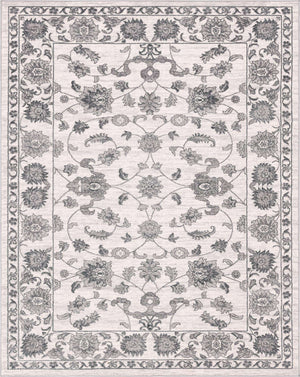 white Gray 7' 10 x 10' Boston Rectangle Area Rug 55% Polypropylene & 45% Polyester Easy Clean Traditional Classical Carpet for Contemporary Living Dining Room Office Space for Sale at Rug Engine