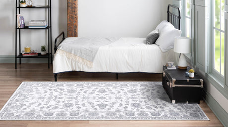 white Gray 3' 3 x 5' 3 Boston Rectangle Area Rug 55% Polypropylene & 45% Polyester Easy Clean Traditional Classical Carpet for Contemporary Living Dining Room Office Space for Sale at Rug Engine