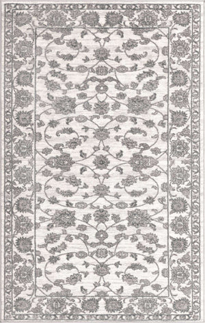 white Gray 5' x 8' Boston Rectangle Area Rug 55% Polypropylene & 45% Polyester Easy Clean Traditional Classical Carpet for Contemporary Living Dining Room Office Space for Sale at Rug Engine
