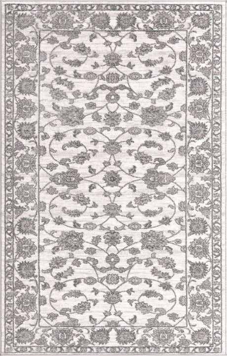 white Gray 5' x 8' Boston Rectangle Area Rug 55% Polypropylene & 45% Polyester Easy Clean Traditional Classical Carpet for Contemporary Living Dining Room Office Space for Sale at Rug Engine