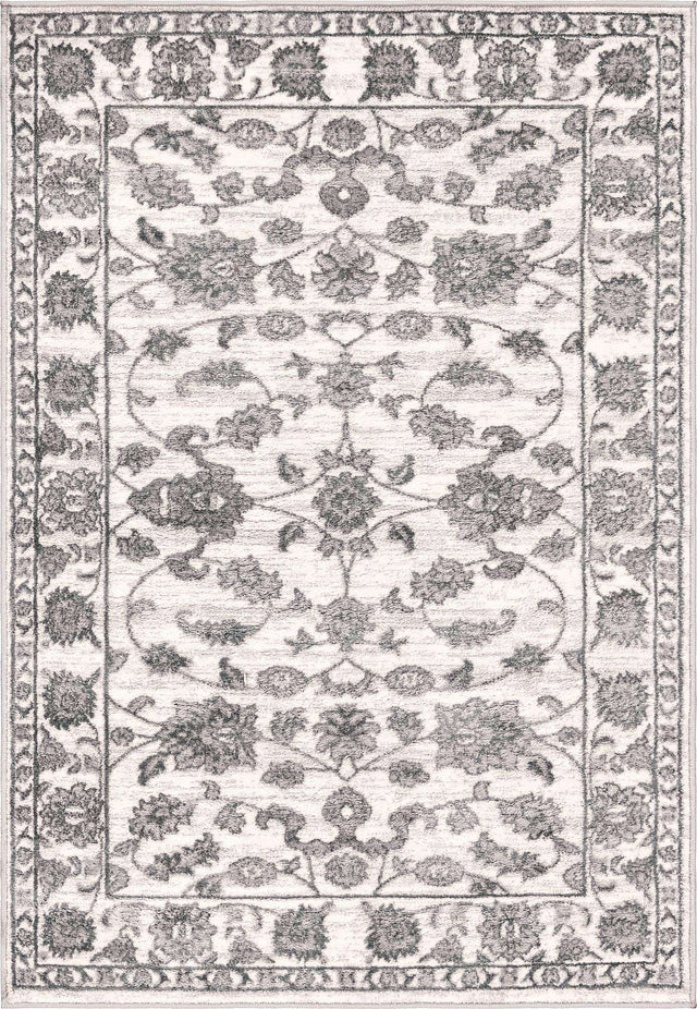 white Gray 4' 1 x 6' 1 Boston Rectangle Area Rug 55% Polypropylene & 45% Polyester Easy Clean Traditional Classical Carpet for Contemporary Living Dining Room Office Space for Sale at Rug Engine