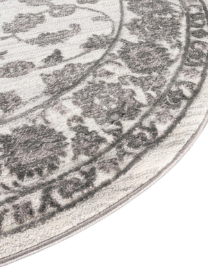white Gray 5' 1 x 5' 1 Boston Round Area Rug 55% Polypropylene & 45% Polyester Easy Clean Traditional Classical Carpet for Contemporary Living Dining Room Office Space for Sale at Rug Engine