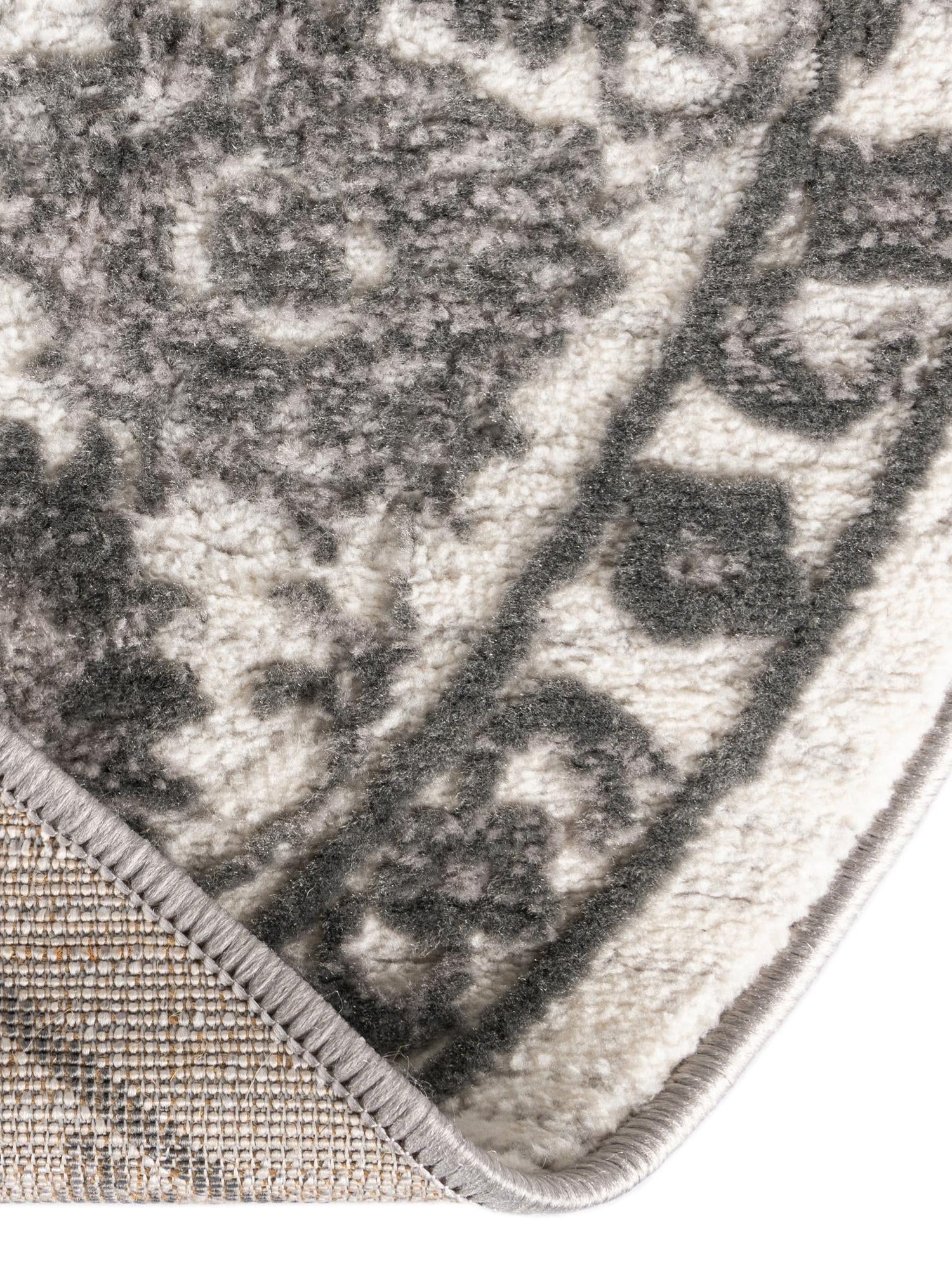 white Gray 5' 1 x 5' 1 Boston Round Area Rug 55% Polypropylene & 45% Polyester Easy Clean Traditional Classical Carpet for Contemporary Living Dining Room Office Space for Sale at Rug Engine