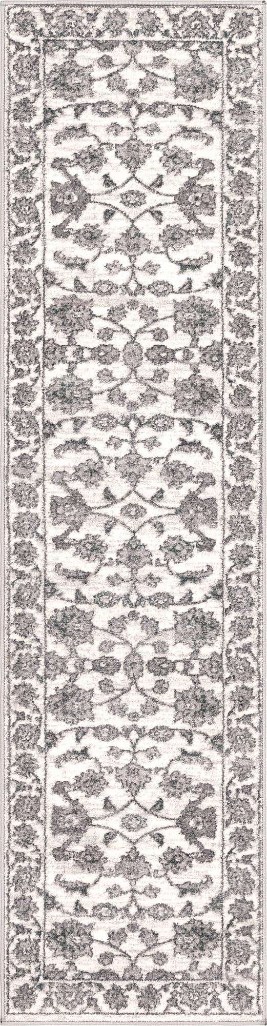 white Gray 2' x 8' Boston Runner Area Rug 55% Polypropylene & 45% Polyester Easy Clean Traditional Classical Carpet for Contemporary Living Dining Room Office Space for Sale at Rug Engine