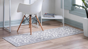 white Gray 2' x 8' Boston Runner Area Rug 55% Polypropylene & 45% Polyester Easy Clean Traditional Classical Carpet for Contemporary Living Dining Room Office Space for Sale at Rug Engine