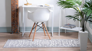 white Gray 2' x 8' Boston Runner Area Rug 55% Polypropylene & 45% Polyester Easy Clean Traditional Classical Carpet for Contemporary Living Dining Room Office Space for Sale at Rug Engine