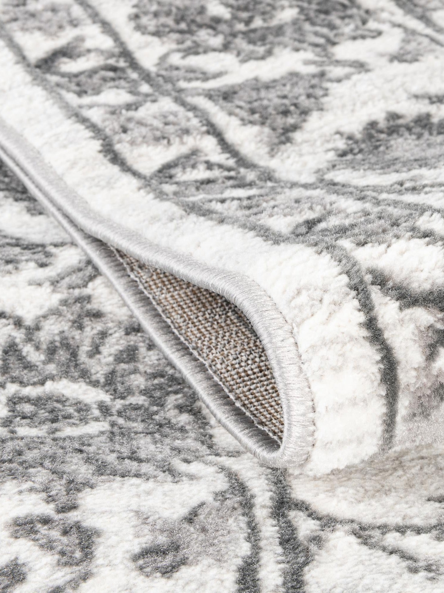 white Gray 2' x 8' Boston Runner Area Rug 55% Polypropylene & 45% Polyester Easy Clean Traditional Classical Carpet for Contemporary Living Dining Room Office Space for Sale at Rug Engine