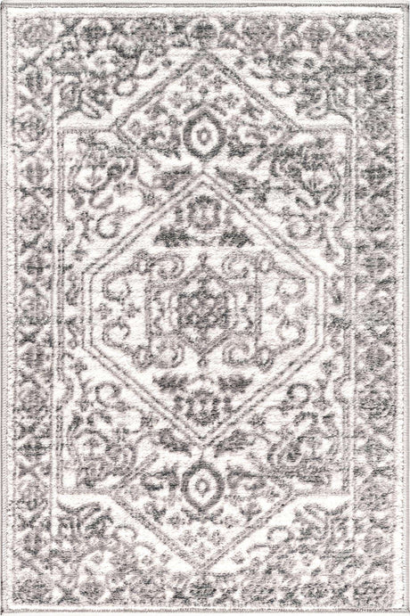 white Gray 2' x 3' 1 Boston Rectangle Area Rug 55% Polypropylene & 45% Polyester Easy Clean Traditional Classical Carpet for Contemporary Living Dining Room Office Space for Sale at Rug Engine