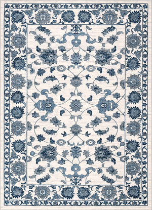White Blue 9' 10 x 14' Boston Rectangle Area Rug 55% Polypropylene & 45% Polyester Easy Clean Traditional Classical Carpet for Contemporary Living Dining Room Office Space for Sale at Rug Engine
