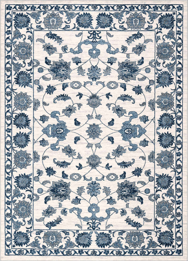 White Blue 9' 10 x 14' Boston Rectangle Area Rug 55% Polypropylene & 45% Polyester Easy Clean Traditional Classical Carpet for Contemporary Living Dining Room Office Space for Sale at Rug Engine