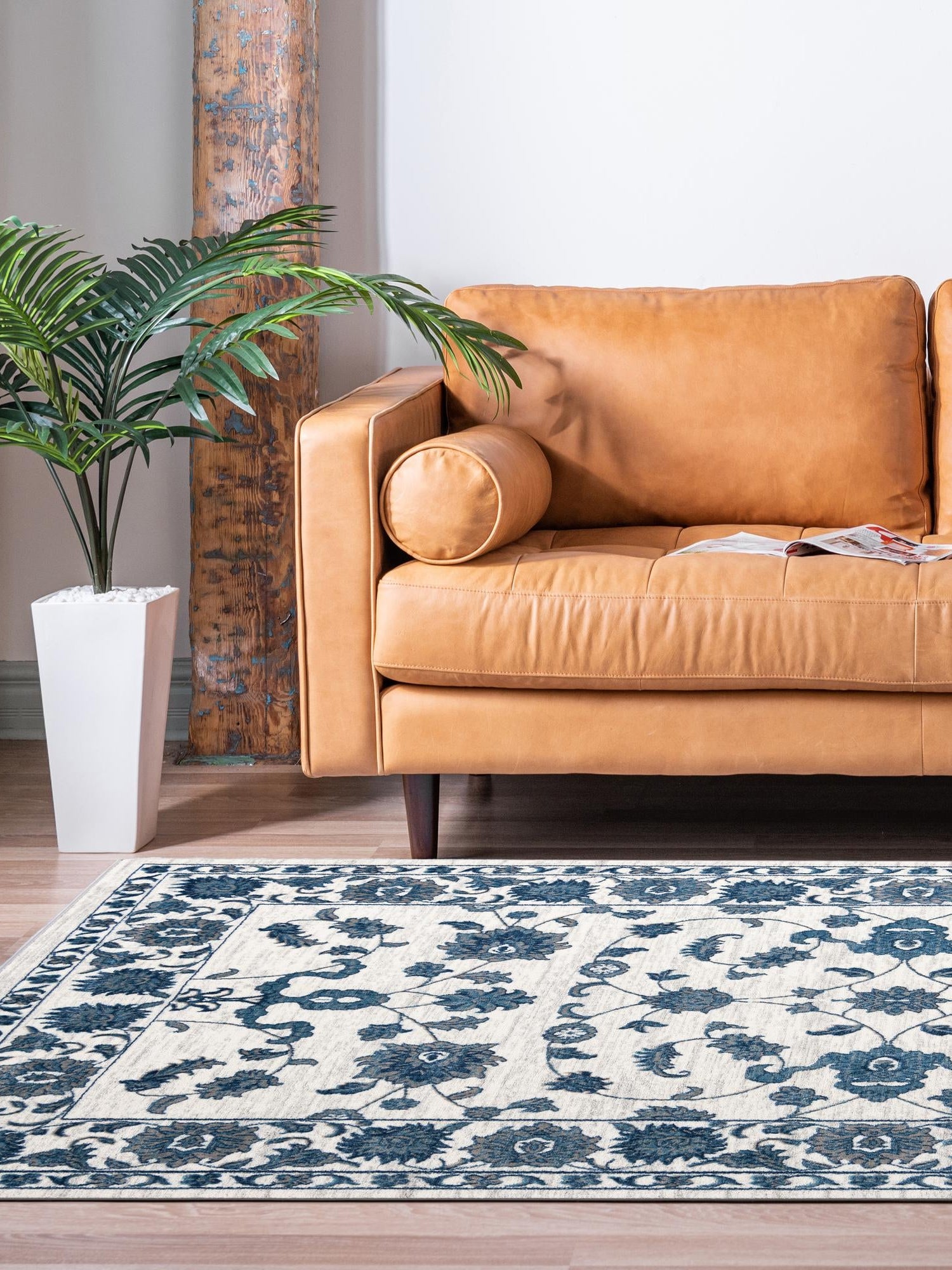 White Blue 6' 1 x 9' Boston Rectangle Area Rug 55% Polypropylene & 45% Polyester Easy Clean Traditional Classical Carpet for Contemporary Living Dining Room Office Space for Sale at Rug Engine