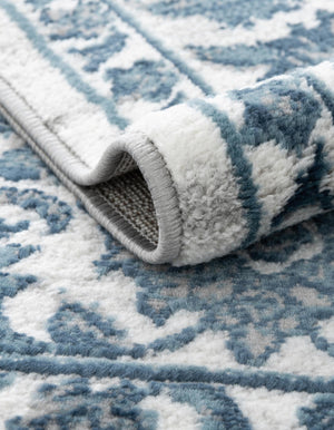 White Blue 4' x 6' Boston Rectangle Area Rug 55% Polypropylene & 45% Polyester Easy Clean Traditional Classical Carpet for Contemporary Living Dining Room Office Space for Sale at Rug Engine