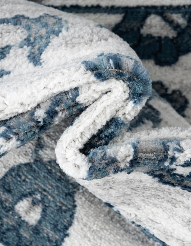 White Blue 4' x 6' Boston Rectangle Area Rug 55% Polypropylene & 45% Polyester Easy Clean Traditional Classical Carpet for Contemporary Living Dining Room Office Space for Sale at Rug Engine