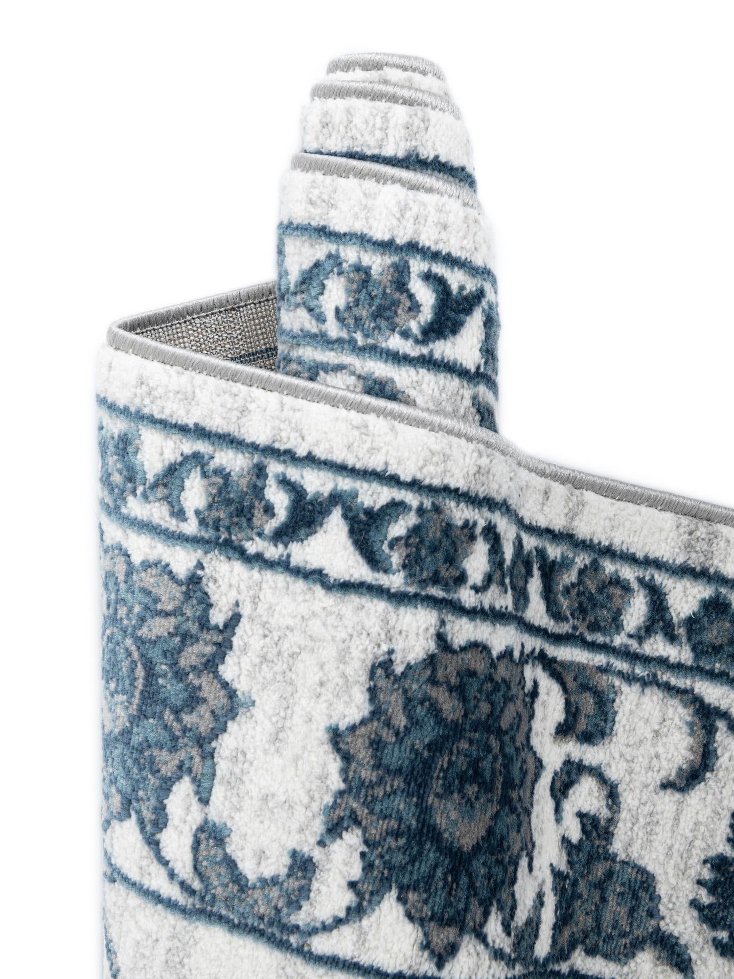 White Blue 9' 10 x 14' Boston Rectangle Area Rug 55% Polypropylene & 45% Polyester Easy Clean Traditional Classical Carpet for Contemporary Living Dining Room Office Space for Sale at Rug Engine