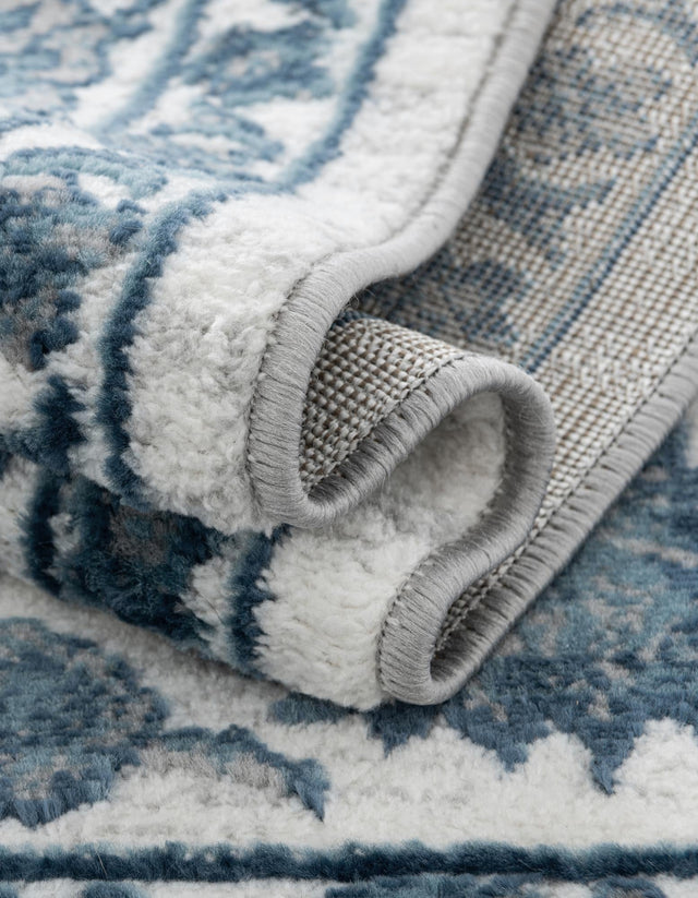 White Blue 10' x 13' 1 Boston Rectangle Area Rug 55% Polypropylene & 45% Polyester Easy Clean Traditional Classical Carpet for Contemporary Living Dining Room Office Space for Sale at Rug Engine