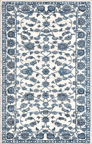White Blue 5' x 8' Boston Rectangle Area Rug 55% Polypropylene & 45% Polyester Easy Clean Traditional Classical Carpet for Contemporary Living Dining Room Office Space for Sale at Rug Engine