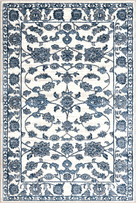 White Blue 4' x 6' Boston Rectangle Area Rug 55% Polypropylene & 45% Polyester Easy Clean Traditional Classical Carpet for Contemporary Living Dining Room Office Space for Sale at Rug Engine