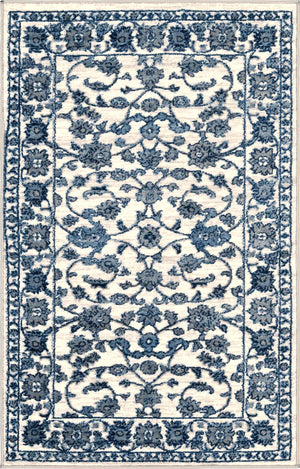 White Blue 3' 3 x 5' 3 Boston Rectangle Area Rug 55% Polypropylene & 45% Polyester Easy Clean Traditional Classical Carpet for Contemporary Living Dining Room Office Space for Sale at Rug Engine