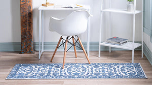 White Blue 2' x 5' 3 Boston Runner Area Rug 55% Polypropylene & 45% Polyester Easy Clean Traditional Classical Carpet for Contemporary Living Dining Room Office Space for Sale at Rug Engine