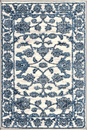 White Blue 2' x 3' 1 Boston Rectangle Area Rug 55% Polypropylene & 45% Polyester Easy Clean Traditional Classical Carpet for Contemporary Living Dining Room Office Space for Sale at Rug Engine
