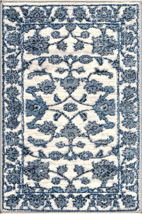 White Blue 2' x 3' 1 Boston Rectangle Area Rug 55% Polypropylene & 45% Polyester Easy Clean Traditional Classical Carpet for Contemporary Living Dining Room Office Space for Sale at Rug Engine