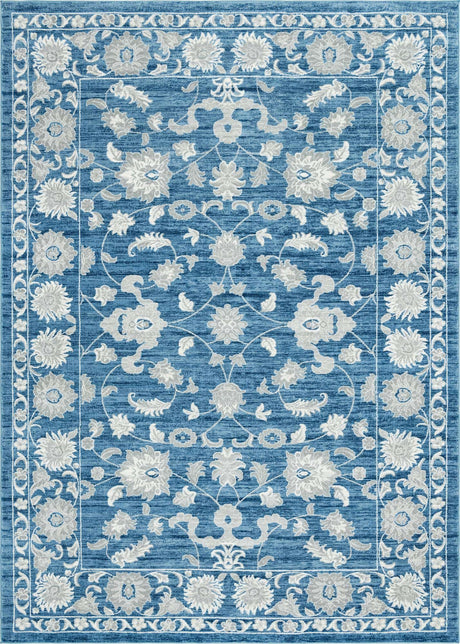 Blue 9' 10 x 14' Boston Rectangle Area Rug 55% Polypropylene & 45% Polyester Easy Clean Traditional Classical Carpet for Contemporary Living Dining Room Office Space for Sale at Rug Engine