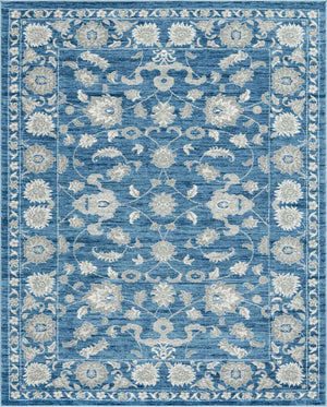 Blue 7' 10 x 10' Boston Rectangle Area Rug 55% Polypropylene & 45% Polyester Easy Clean Traditional Classical Carpet for Contemporary Living Dining Room Office Space for Sale at Rug Engine