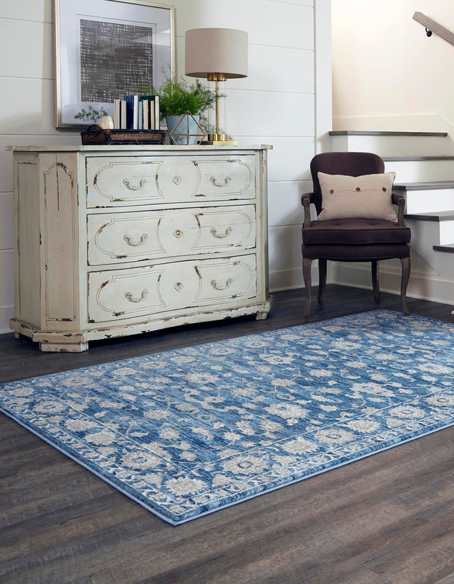 Blue 9' 10 x 14' Boston Rectangle Area Rug 55% Polypropylene & 45% Polyester Easy Clean Traditional Classical Carpet for Contemporary Living Dining Room Office Space for Sale at Rug Engine