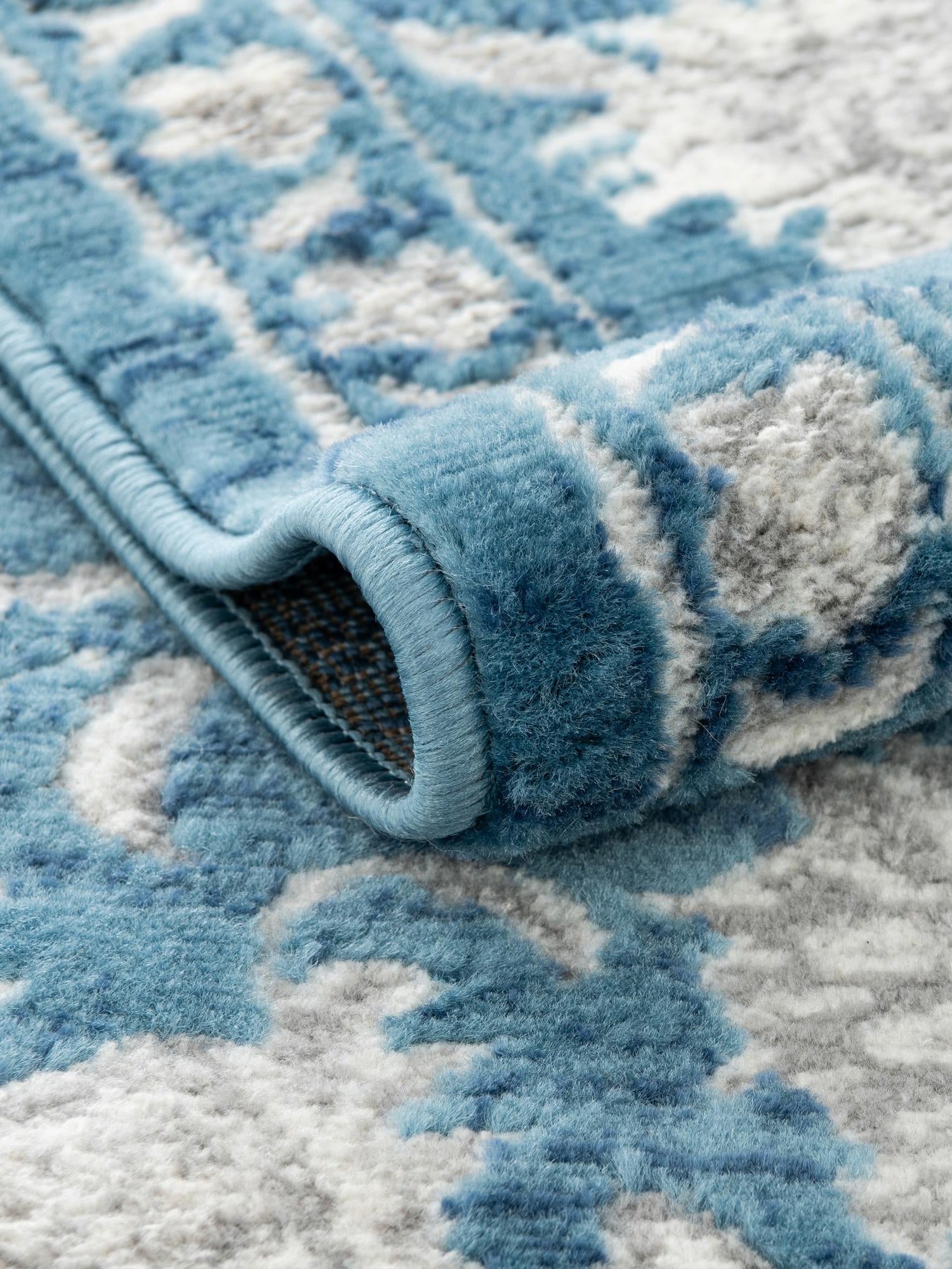 Blue 7' 10 x 10' Boston Rectangle Area Rug 55% Polypropylene & 45% Polyester Easy Clean Traditional Classical Carpet for Contemporary Living Dining Room Office Space for Sale at Rug Engine