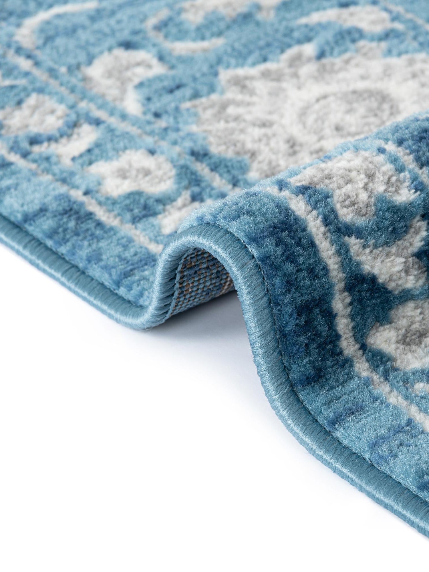Blue 5' x 8' Boston Rectangle Area Rug 55% Polypropylene & 45% Polyester Easy Clean Traditional Classical Carpet for Contemporary Living Dining Room Office Space for Sale at Rug Engine