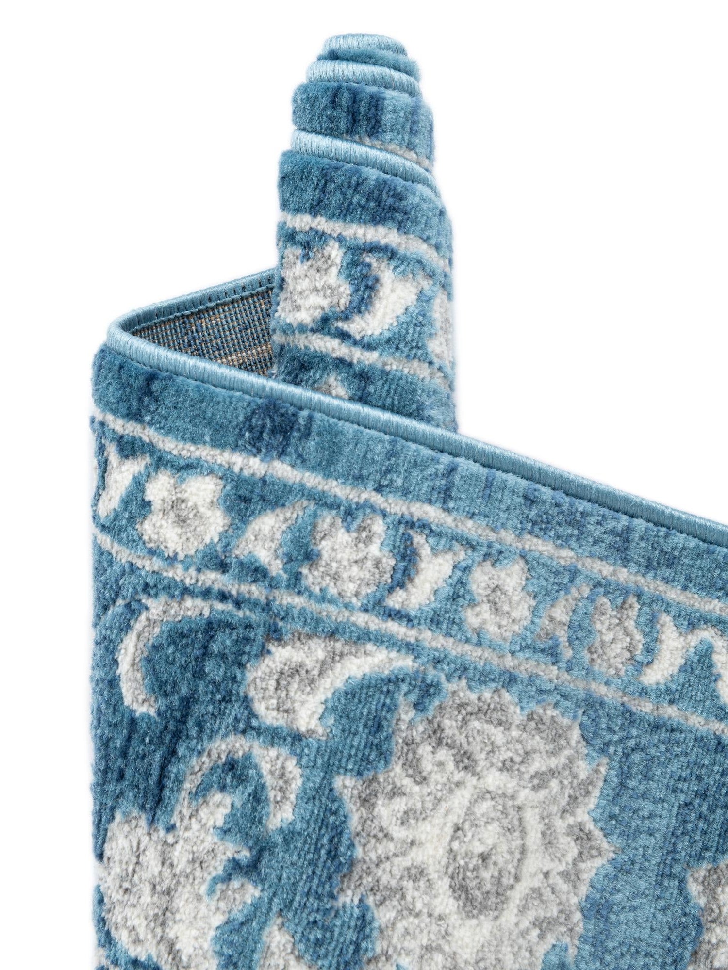 Blue 9' 10 x 14' Boston Rectangle Area Rug 55% Polypropylene & 45% Polyester Easy Clean Traditional Classical Carpet for Contemporary Living Dining Room Office Space for Sale at Rug Engine