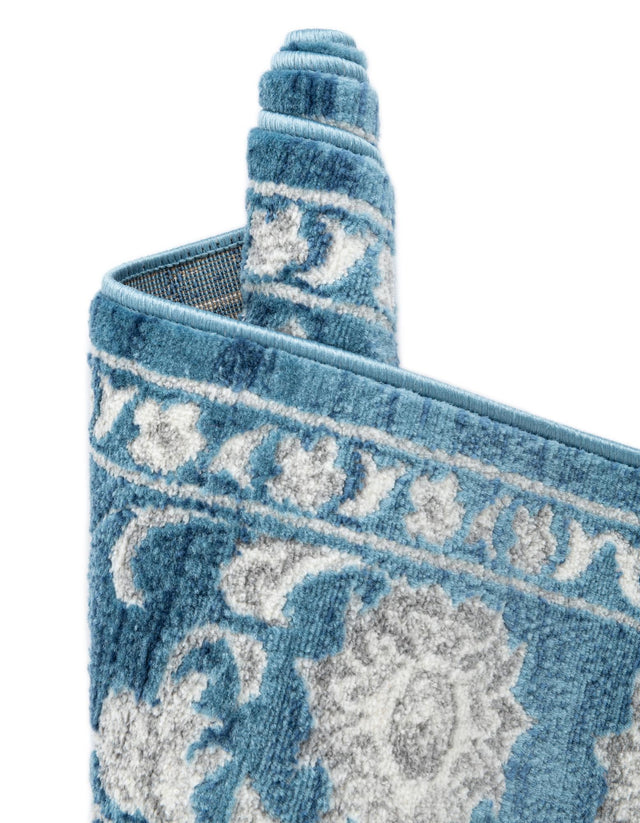 Blue 9' x 12' Boston Rectangle Area Rug 55% Polypropylene & 45% Polyester Easy Clean Traditional Classical Carpet for Contemporary Living Dining Room Office Space for Sale at Rug Engine