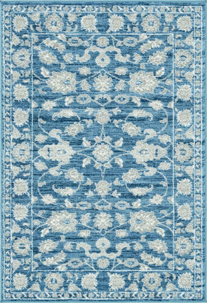 Blue 4' 1 x 6' 1 Boston Rectangle Area Rug 55% Polypropylene & 45% Polyester Easy Clean Traditional Classical Carpet for Contemporary Living Dining Room Office Space for Sale at Rug Engine