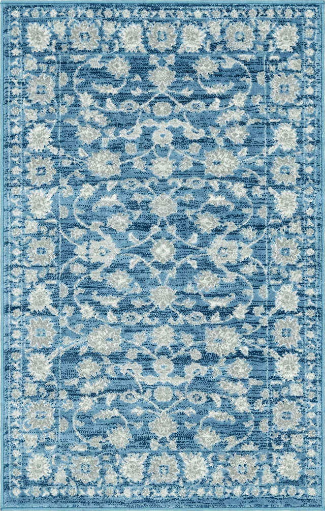 Blue 3' 3 x 5' 3 Boston Rectangle Area Rug 55% Polypropylene & 45% Polyester Easy Clean Traditional Classical Carpet for Contemporary Living Dining Room Office Space for Sale at Rug Engine