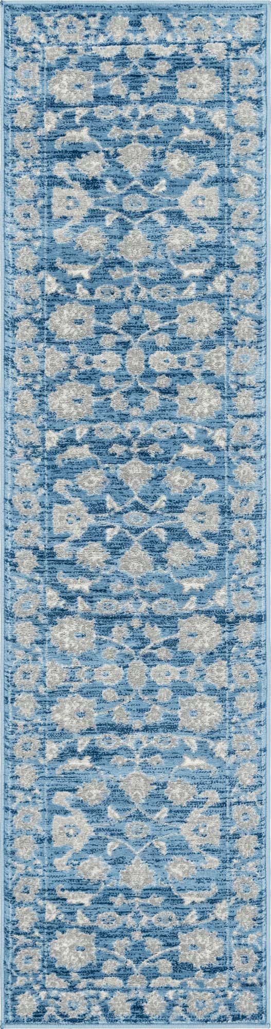 Blue 2' x 8' Boston Runner Area Rug 55% Polypropylene & 45% Polyester Easy Clean Traditional Classical Carpet for Contemporary Living Dining Room Office Space for Sale at Rug Engine