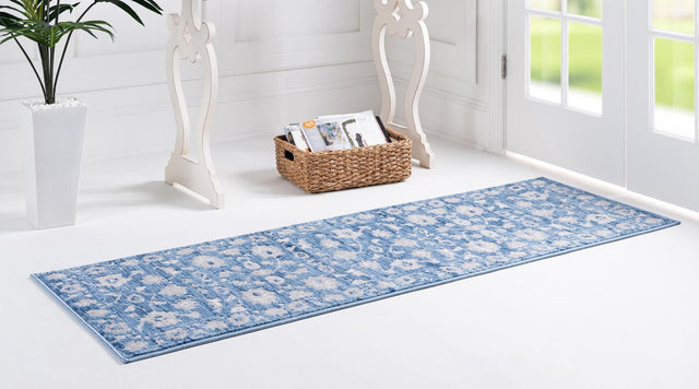 Blue 2' x 6' Boston Runner Area Rug 55% Polypropylene & 45% Polyester Easy Clean Traditional Classical Carpet for Contemporary Living Dining Room Office Space for Sale at Rug Engine