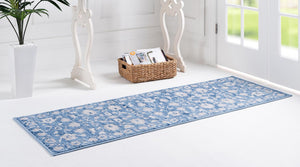 Blue 2' x 5' 3 Boston Runner Area Rug 55% Polypropylene & 45% Polyester Easy Clean Traditional Classical Carpet for Contemporary Living Dining Room Office Space for Sale at Rug Engine