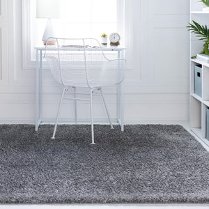 Pebble Gray 8' x 11' Soft Solid Shag Rectangle Area Rug Thick Soft Touch Fluffy & Plush Shaggy Pile