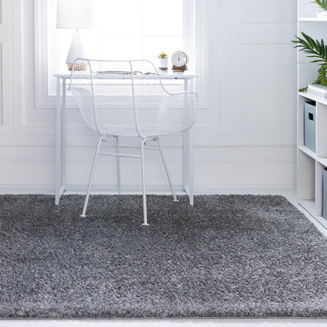 Pebble Gray 8' x 11' Soft Solid Shag Rectangle Area Rug Thick Soft Touch Fluffy & Plush Shaggy Pile 100% Polypropylene Minimalist Carpet for Modern Home Interiors for Sale at Rug Engine