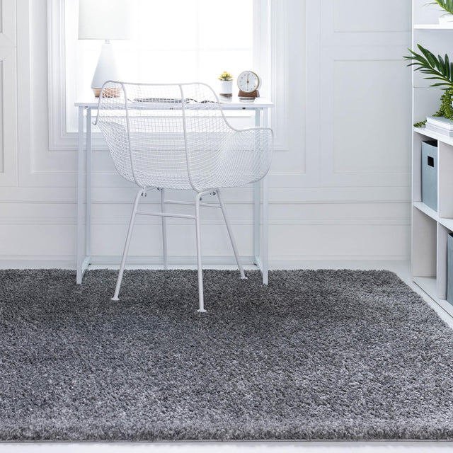 Pebble Gray 8' x 11' Soft Solid Shag Rectangle Area Rug Thick Soft Touch Fluffy & Plush Shaggy Pile