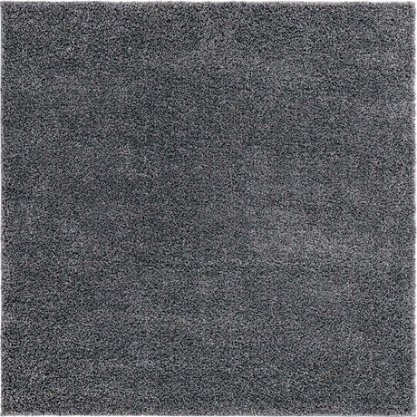 Pebble Gray 8' x 8' Soft Solid Shag Square Area Rug Thick Soft Touch Fluffy & Plush Shaggy Pile