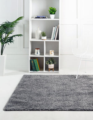 Pebble Gray 8' x 8' Soft Solid Shag Square Area Rug Thick Soft Touch Fluffy & Plush Shaggy Pile