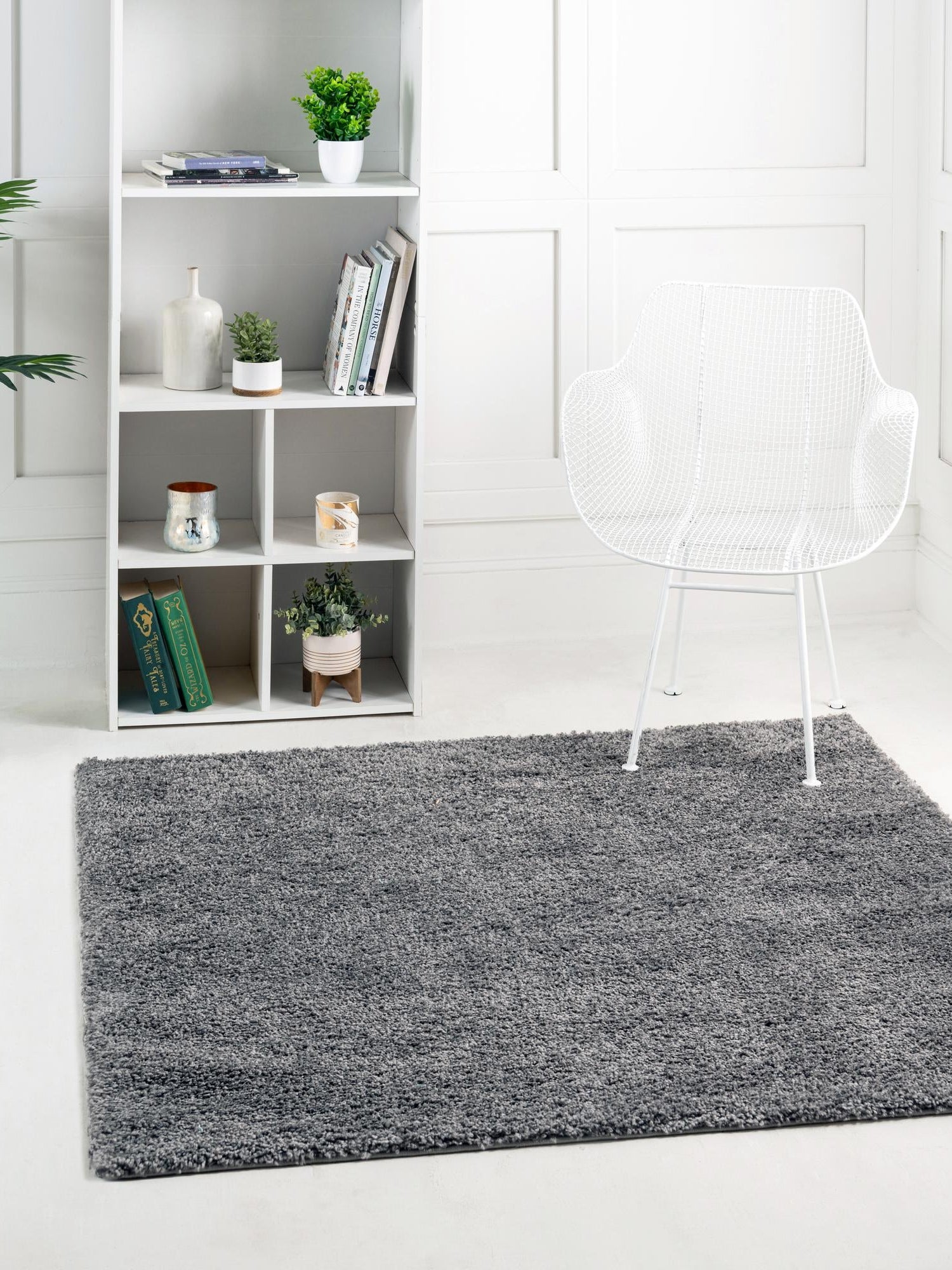 Pebble Gray 5' 1 x 5' 1 Soft Solid Shag Square Area Rug Thick Soft Touch Fluffy & Plush Shaggy Pile 100% Polypropylene Minimalist Carpet for Modern Home Interiors for Sale at Rug Engine